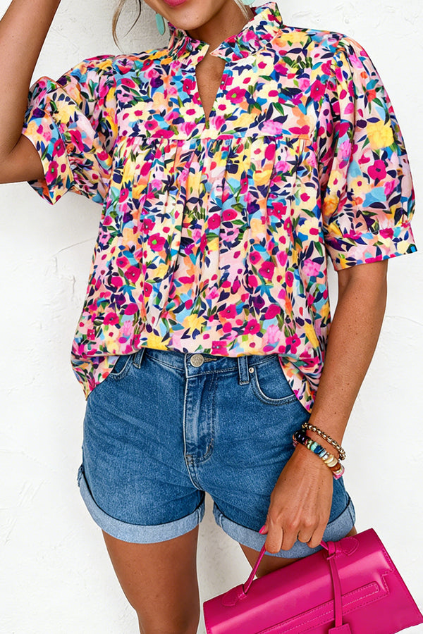 Short femme manches bouffantes — rose