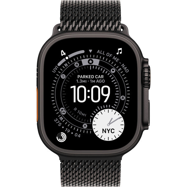 Apple Watch noir, 49 mm, Milanaise Armband noir L, bracelet / boîtier titane, Cellular - Apple