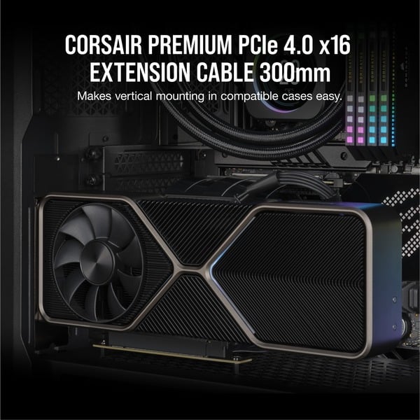 (€ 223,80 / 1 m) Corsair Premium PCIe 4.0 x16 Verlängerungskabel 90° - Corsair - vue 3