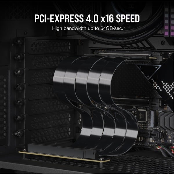 (€ 223,80 / 1 m) Corsair Premium PCIe 4.0 x16 Verlängerungskabel 90° - Corsair - vue 4