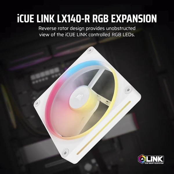 Corsair iCUE LINK LX140-R RGB PWM Reverse, Gehäuselüfter - Corsair - vue 4