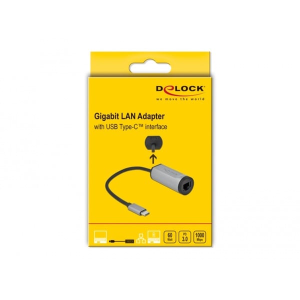DeLOCK USB 3.2 Gen 1 Adapter, USB-C Stecker > RJ-45 Buchse + USB-C Buchse - DeLOCK - vue 4
