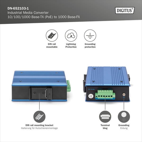 € 57,90 Digitus 10/100/1000 Base-TX auf 1000 Base-FX Industrie-Medienkonverter - Digitus - vue 6
