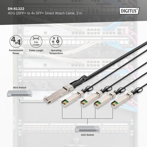 € 52,02 Digitus 40G QSFP+ zu 4XSFP+ Direct Attach câble 2m - Digitus - vue 5