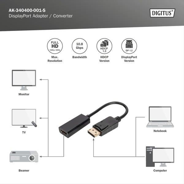 € 4,87 Digitus Adapter / Konverter DisplayPort > HDMI - Digitus - vue 6