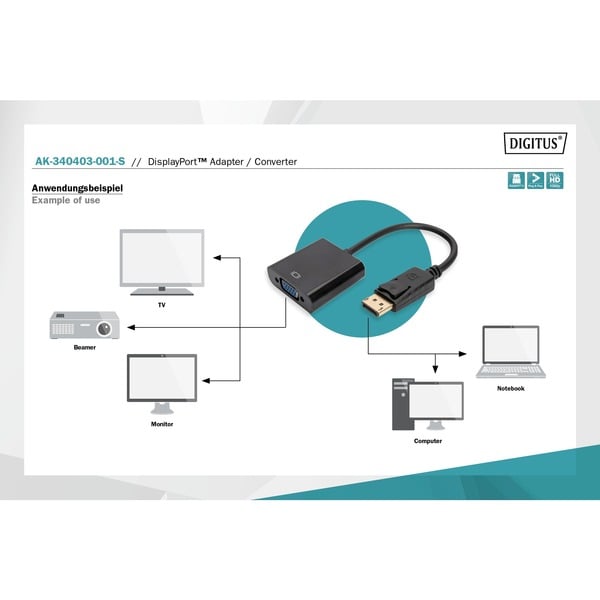 € 5,37 Digitus Adapter / Konverter DisplayPort > VGA HD15 - Digitus - vue 7