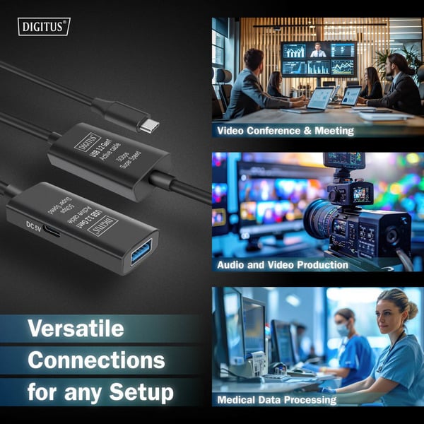 Digitus Aktives USB 3.2 Gen 1 Verlängerungskabel, USB-C Stecker > USB-A Buchse - Digitus - vue 8