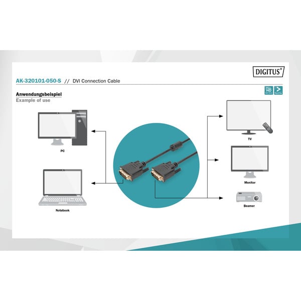 (€ 1,26 / 1 m) Digitus Anschlusskabel DVI > DVI - Digitus - vue 5