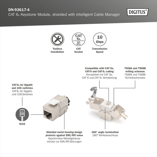 (€ 3,15 / pièces) Digitus Cat.6a Keystone-Modul, geschirmt - Digitus - vue 12