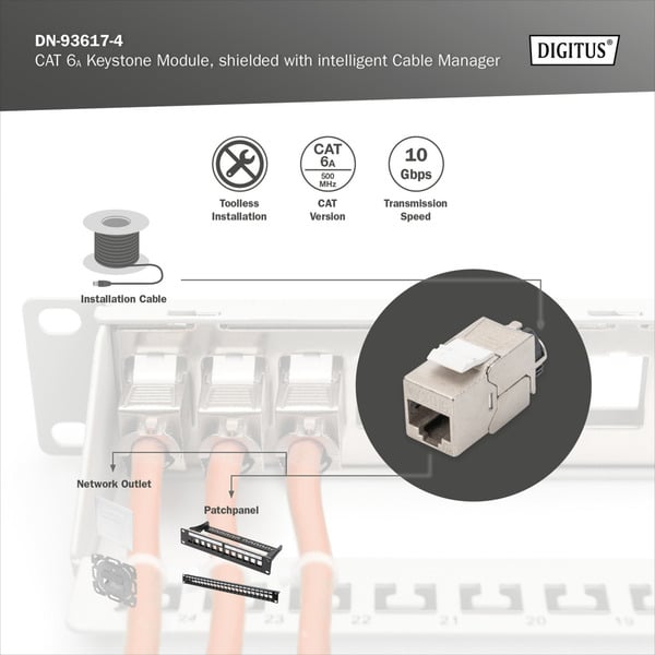(€ 3,15 / pièces) Digitus Cat.6a Keystone-Modul, geschirmt - Digitus - vue 7