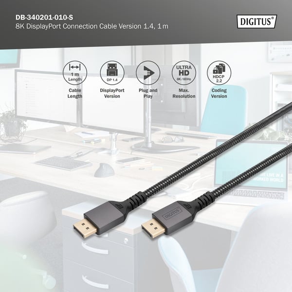 Digitus DisplayPort 1.4 Premium Anschlusskabel, UHD 8K - Digitus - vue 6