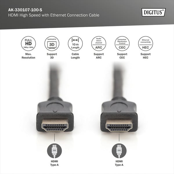 Digitus HDMI High Speed câble avec Ethernet, Typ A - Digitus - vue 3