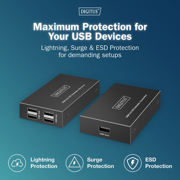 Digitus USB 2.0 CAT Extender-Set, 480 Mbps, 150 mètre, USB-Extender - Digitus - vue 5