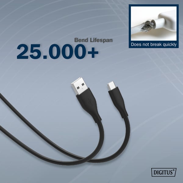 Digitus USB 2.0 Silikon-Anschlusskabel USB-A > USB-C - Digitus - vue 9