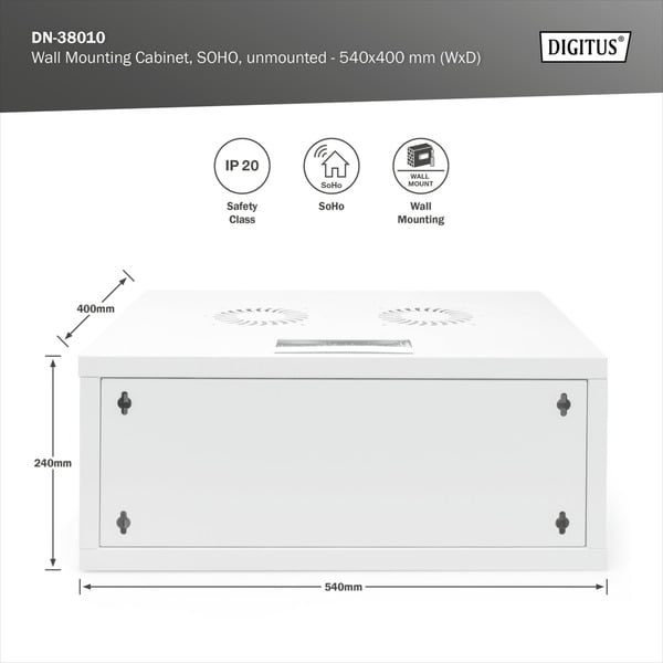 Digitus Wandgehäuse SOHO, unmontiert - 540x400mm (BxT), IT-Schrank - Digitus - vue 13