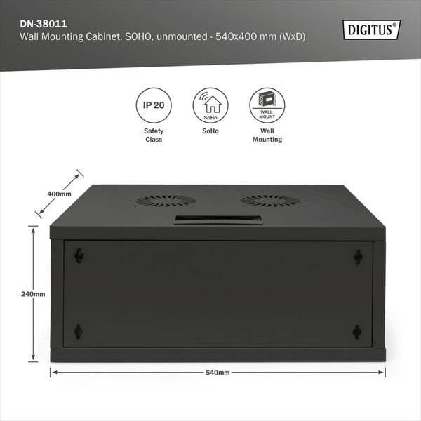 Digitus Wandgehäuse, SOHO, unmontiert - 540x400 mm (BxT), IT-Schrank - Digitus - vue 12