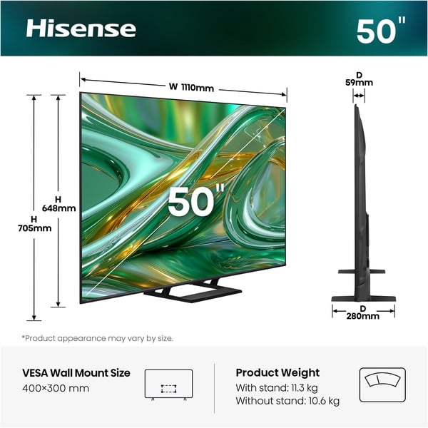 Hisense ULED 50E8S MiniLED, QLED-Fernseher - Hisense - vue 3