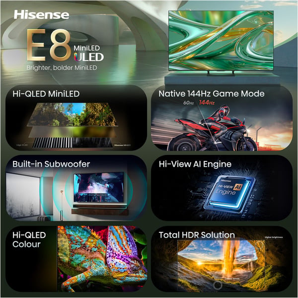 Hisense ULED 50E8S MiniLED, QLED-Fernseher - Hisense - vue 9