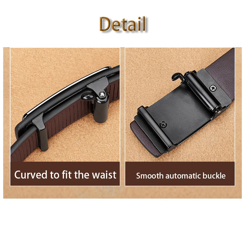 Ceinture en cuir véritable à boucle automatique pour homme, style géométrique. aliexpress