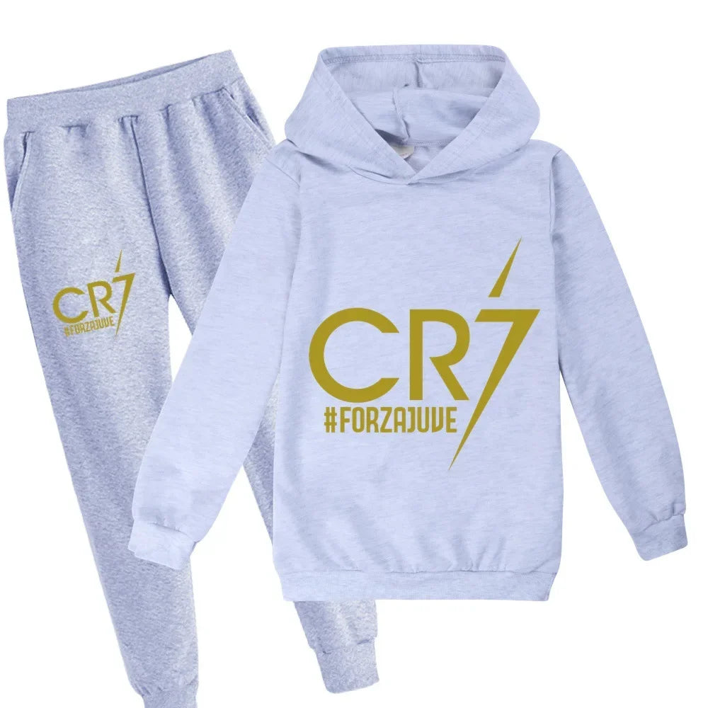 Manteau à capuche et pantalon imbibés pour enfants, sweat-shirt de football CR7, vêtements de vacances pour bébé, garçon de 3 à 12 ans, printemps et automne aliexpress