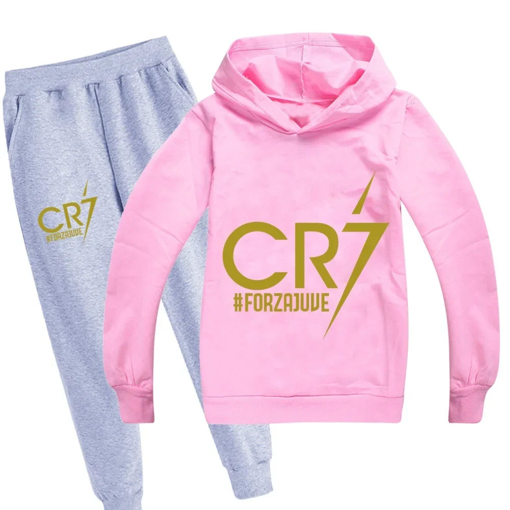 Manteau à capuche et pantalon imbibés pour enfants, sweat-shirt de football CR7, vêtements de vacances pour bébé, garçon de 3 à 12 ans, printemps et automne aliexpress