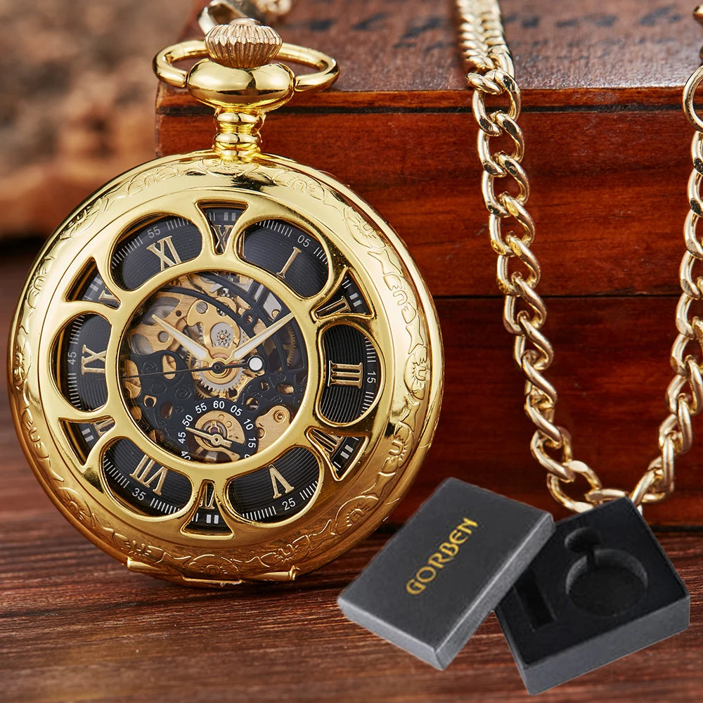 Montre de Poche Mécanique de Luxe à Chiffres Romains pour Homme, Gravé, Boîtier en Argent, Steampunk | Wayne Outfitters aliexpress