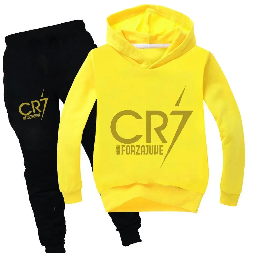 Manteau à capuche et pantalon imbibés pour enfants, sweat-shirt de football CR7, vêtements de vacances pour bébé, garçon de 3 à 12 ans, printemps et automne aliexpress