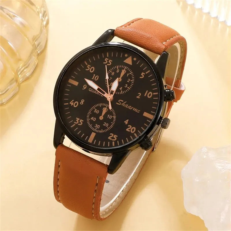 Montre de Luxe à Quartz pour Homme avec Bracelet en Cuir Brun, Mode Business, Cadeau pour Homme | Wayne Outfitters aliexpress