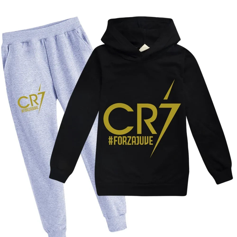 Manteau à capuche et pantalon imbibés pour enfants, sweat-shirt de football CR7, vêtements de vacances pour bébé, garçon de 3 à 12 ans, printemps et automne aliexpress