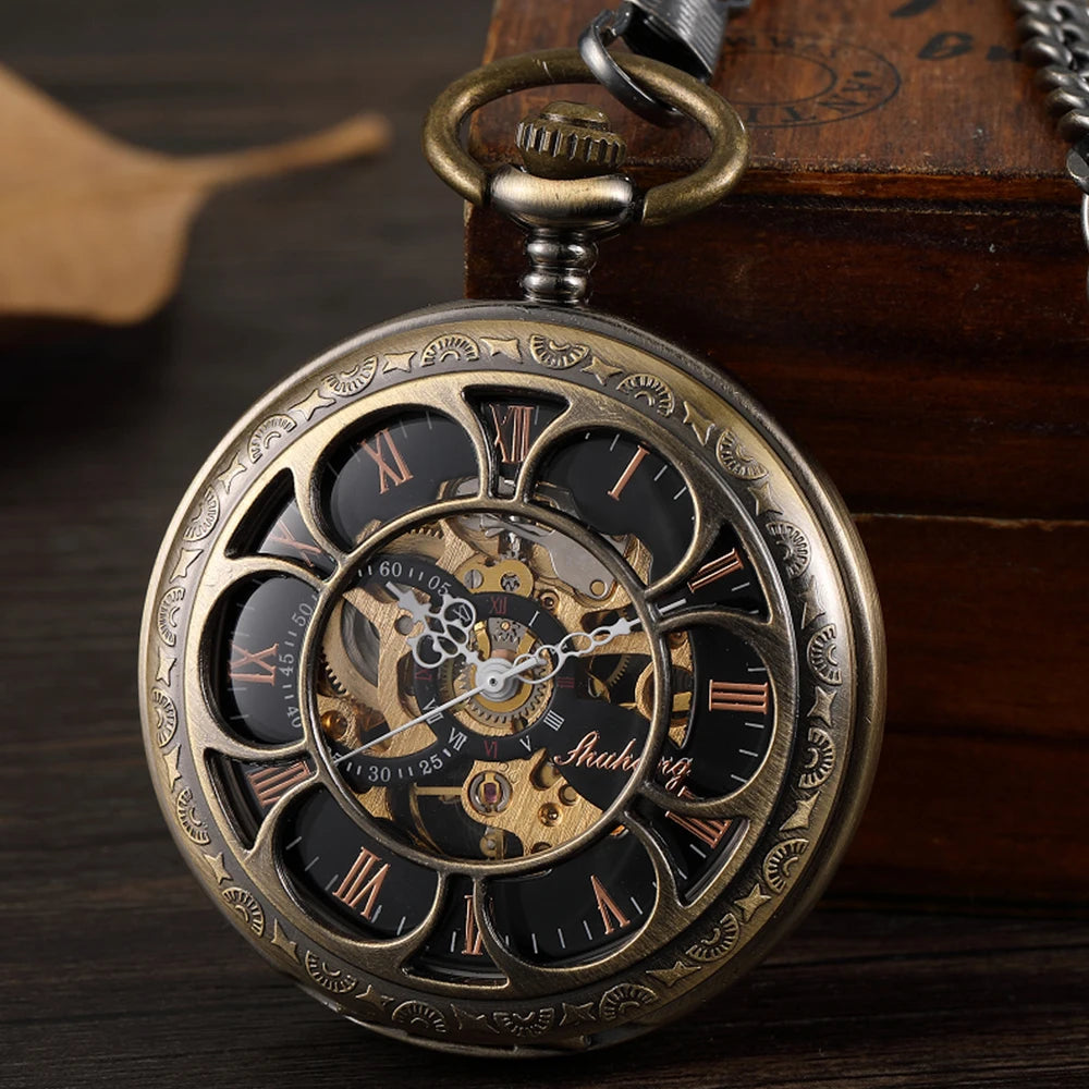 Montre de Poche Mécanique de Luxe à Chiffres Romains pour Homme, Gravé, Boîtier en Argent, Steampunk | Wayne Outfitters aliexpress