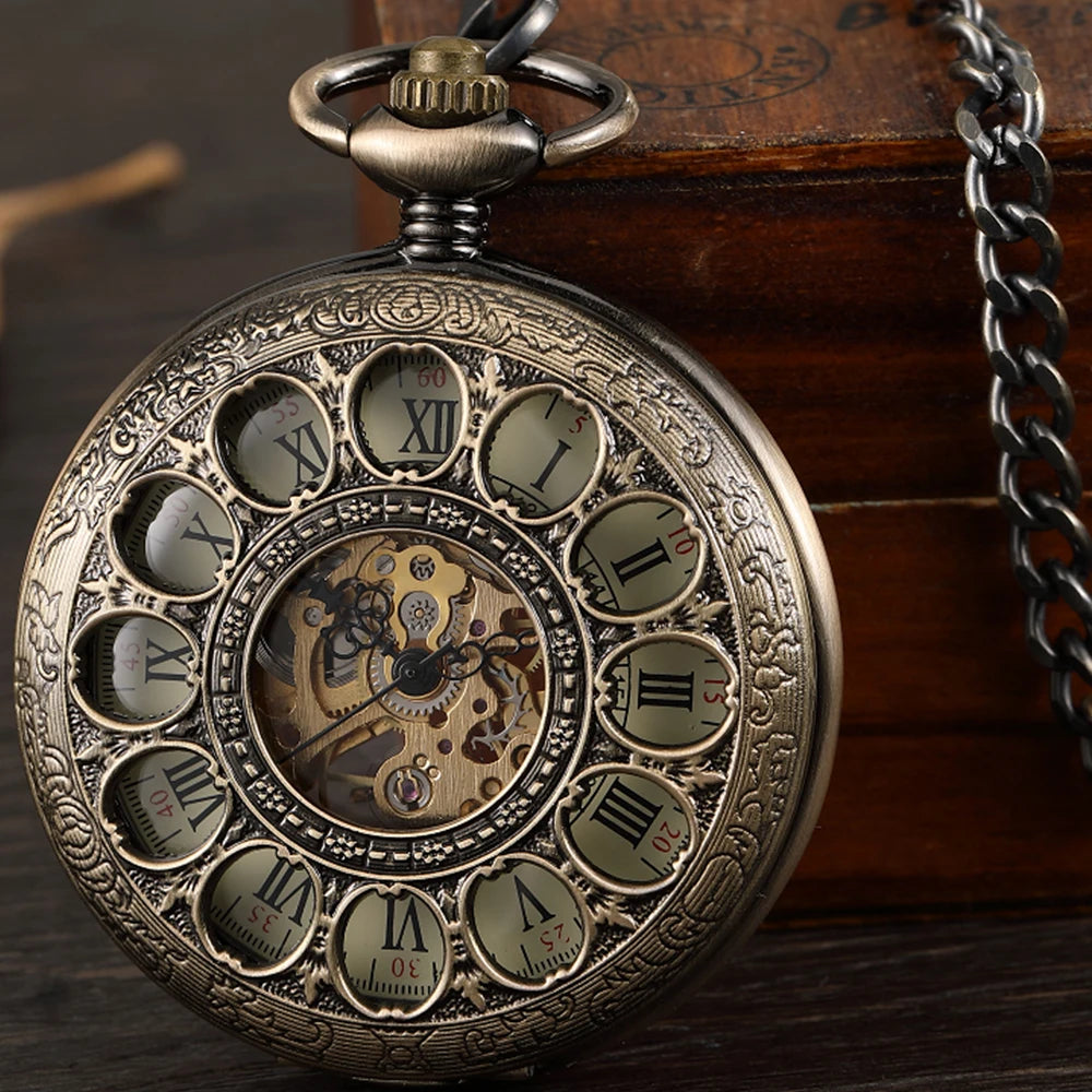 Montre de Poche Mécanique de Luxe à Chiffres Romains pour Homme, Gravé, Boîtier en Argent, Steampunk | Wayne Outfitters aliexpress