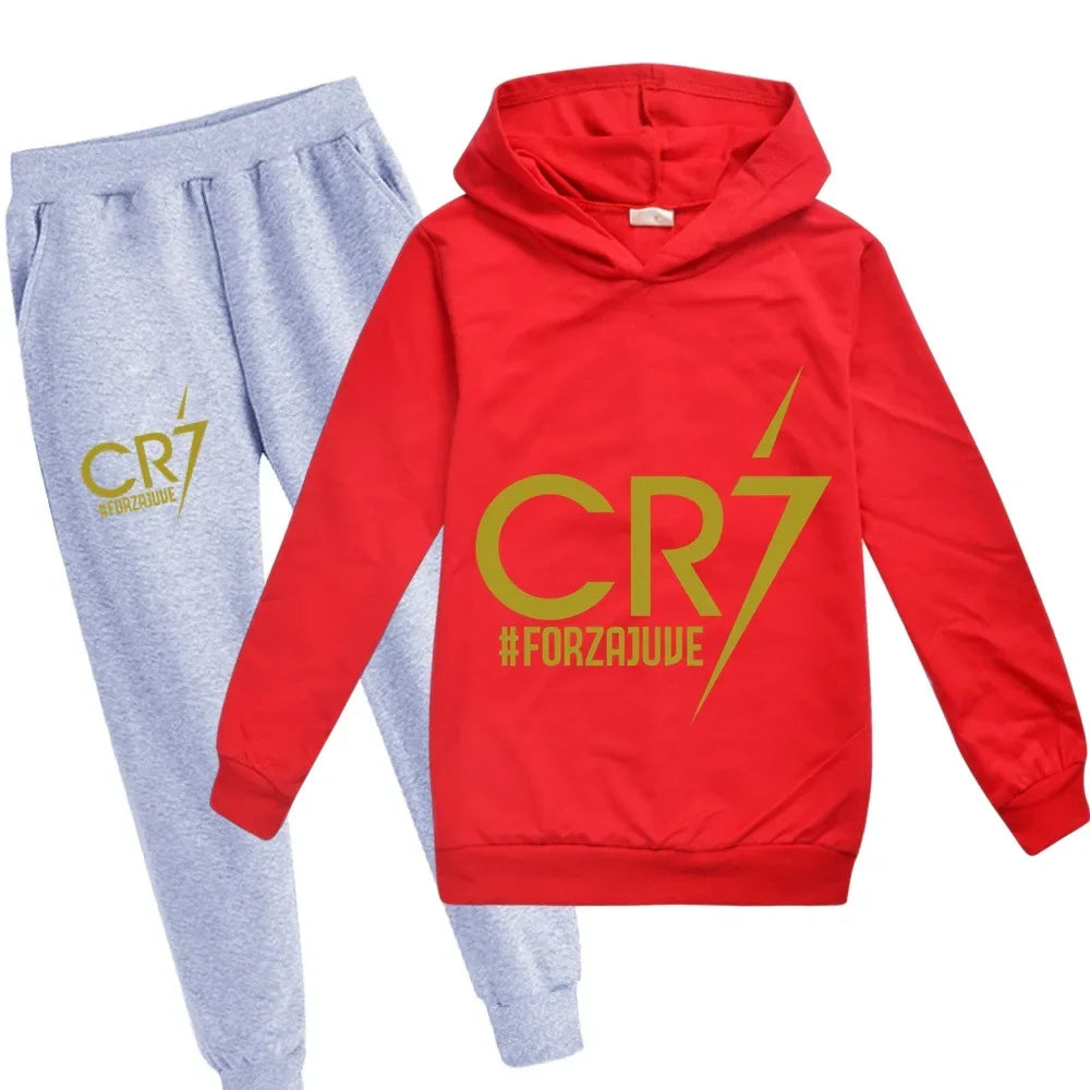 Manteau à capuche et pantalon imbibés pour enfants, sweat-shirt de football CR7, vêtements de vacances pour bébé, garçon de 3 à 12 ans, printemps et automne aliexpress