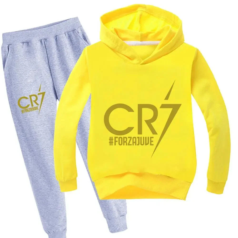 Manteau à capuche et pantalon imbibés pour enfants, sweat-shirt de football CR7, vêtements de vacances pour bébé, garçon de 3 à 12 ans, printemps et automne aliexpress