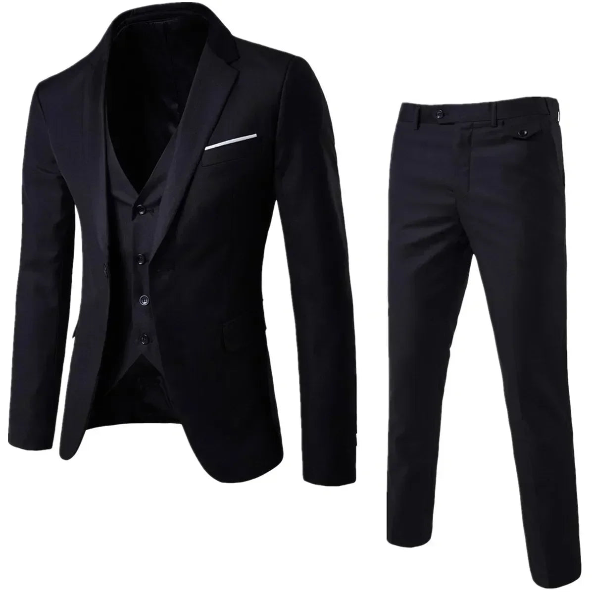 Costumes et pantalons noirs élégants pour hommes, coupe ajustée, bouton unique, robe de soirée formelle, tenue d'affaires, olympiques de mariage Terno, 2025, 3 pièces aliexpress