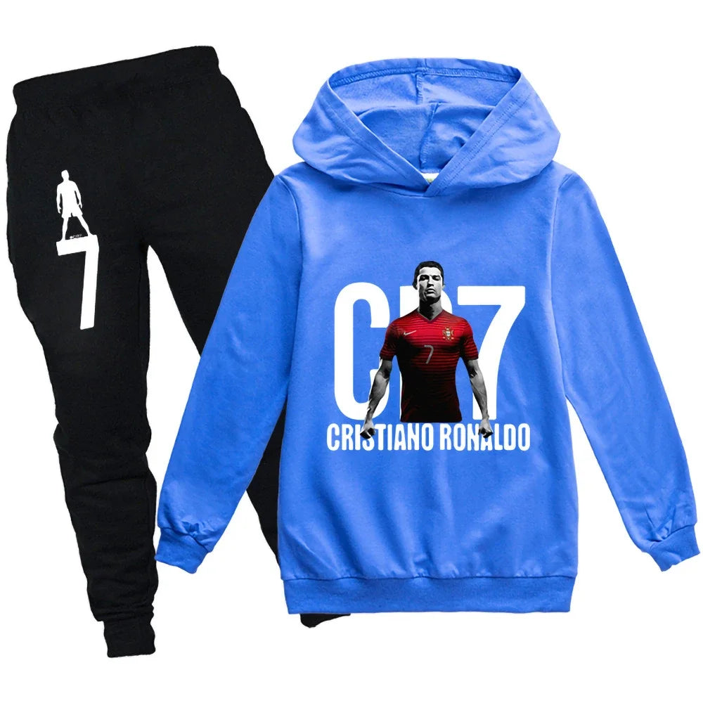 Manteau à capuche et pantalon imbibés pour enfants, sweat-shirt de football CR7, vêtements de vacances pour bébé, garçon de 3 à 12 ans, printemps et automne aliexpress