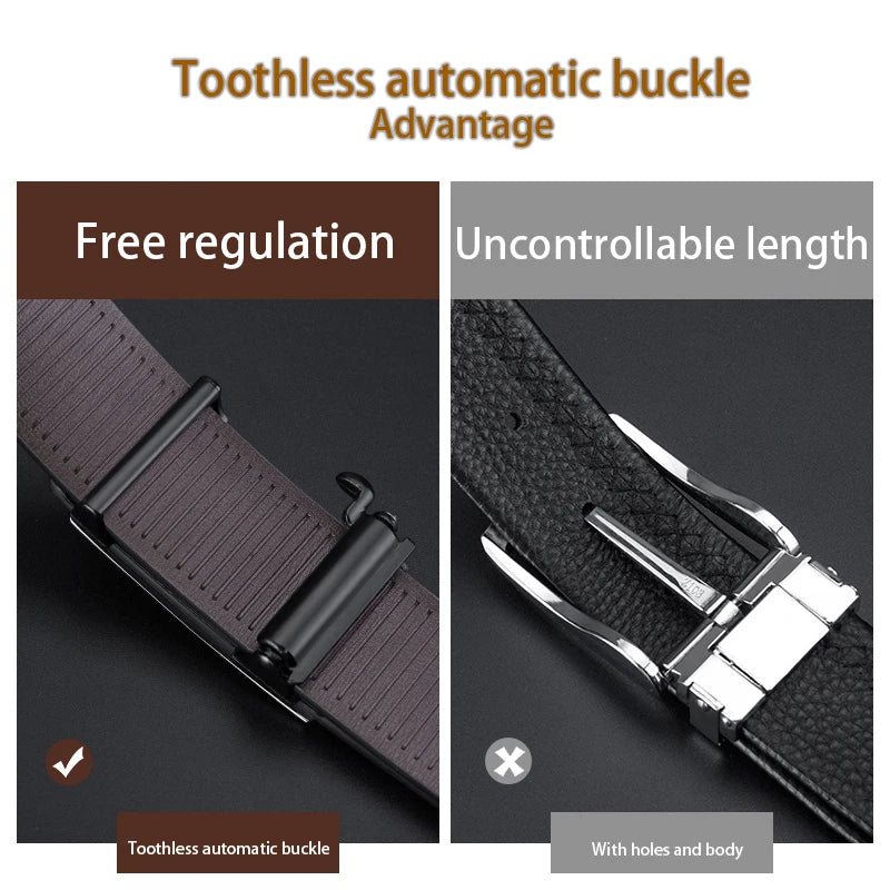 Ceinture en cuir véritable à boucle automatique pour homme, style géométrique. aliexpress