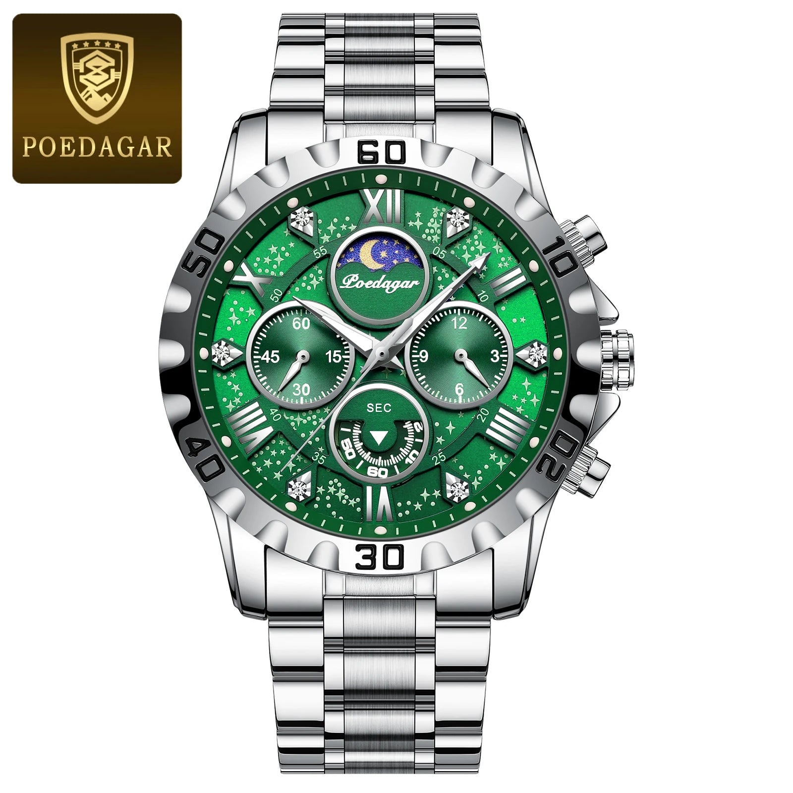 Montre de sport à quartz de luxe pour homme, étanche, Shoous, acier inoxydable, chronographe, horloge | POEDAGAR aliexpress