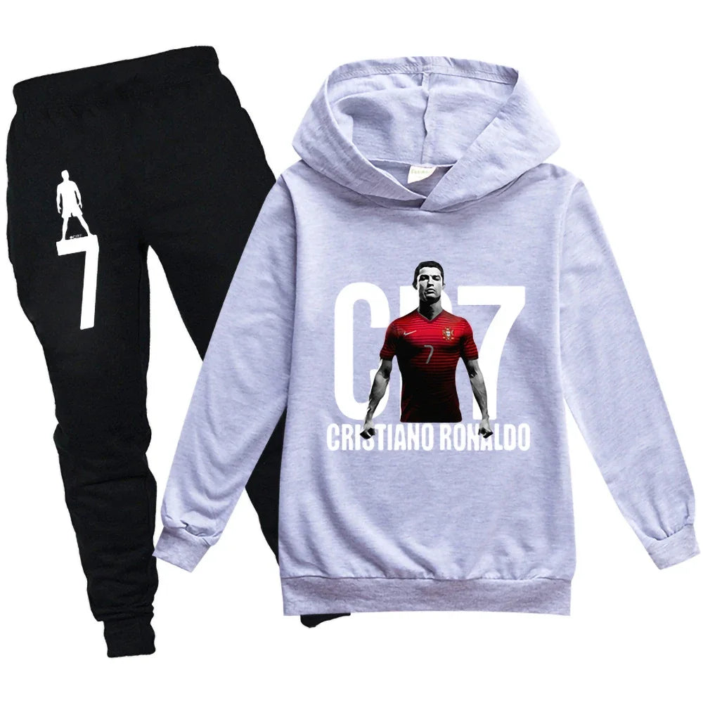 Manteau à capuche et pantalon imbibés pour enfants, sweat-shirt de football CR7, vêtements de vacances pour bébé, garçon de 3 à 12 ans, printemps et automne aliexpress