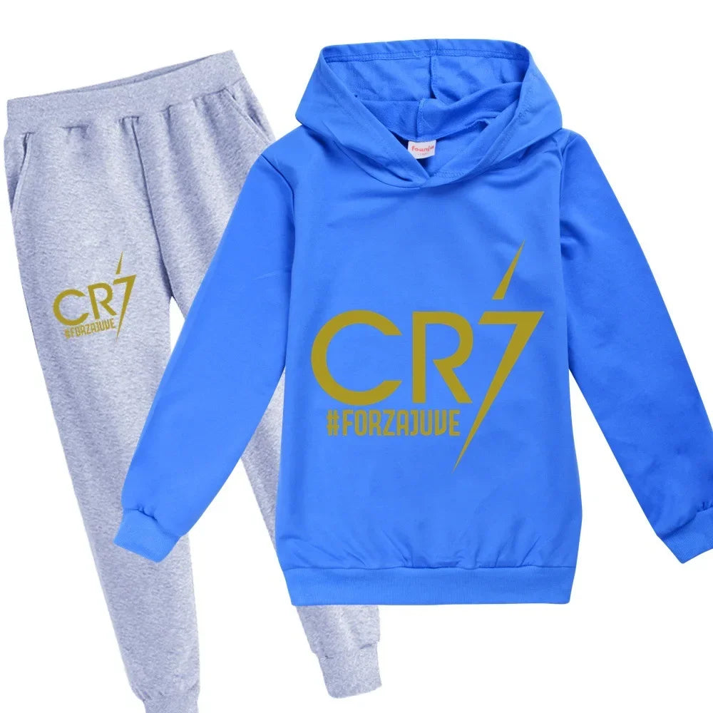 Manteau à capuche et pantalon imbibés pour enfants, sweat-shirt de football CR7, vêtements de vacances pour bébé, garçon de 3 à 12 ans, printemps et automne aliexpress