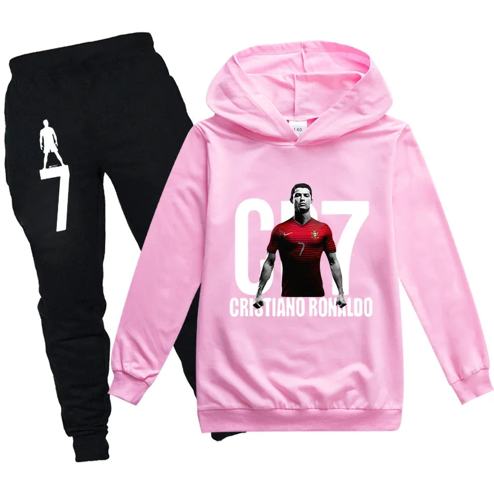 Manteau à capuche et pantalon imbibés pour enfants, sweat-shirt de football CR7, vêtements de vacances pour bébé, garçon de 3 à 12 ans, printemps et automne aliexpress