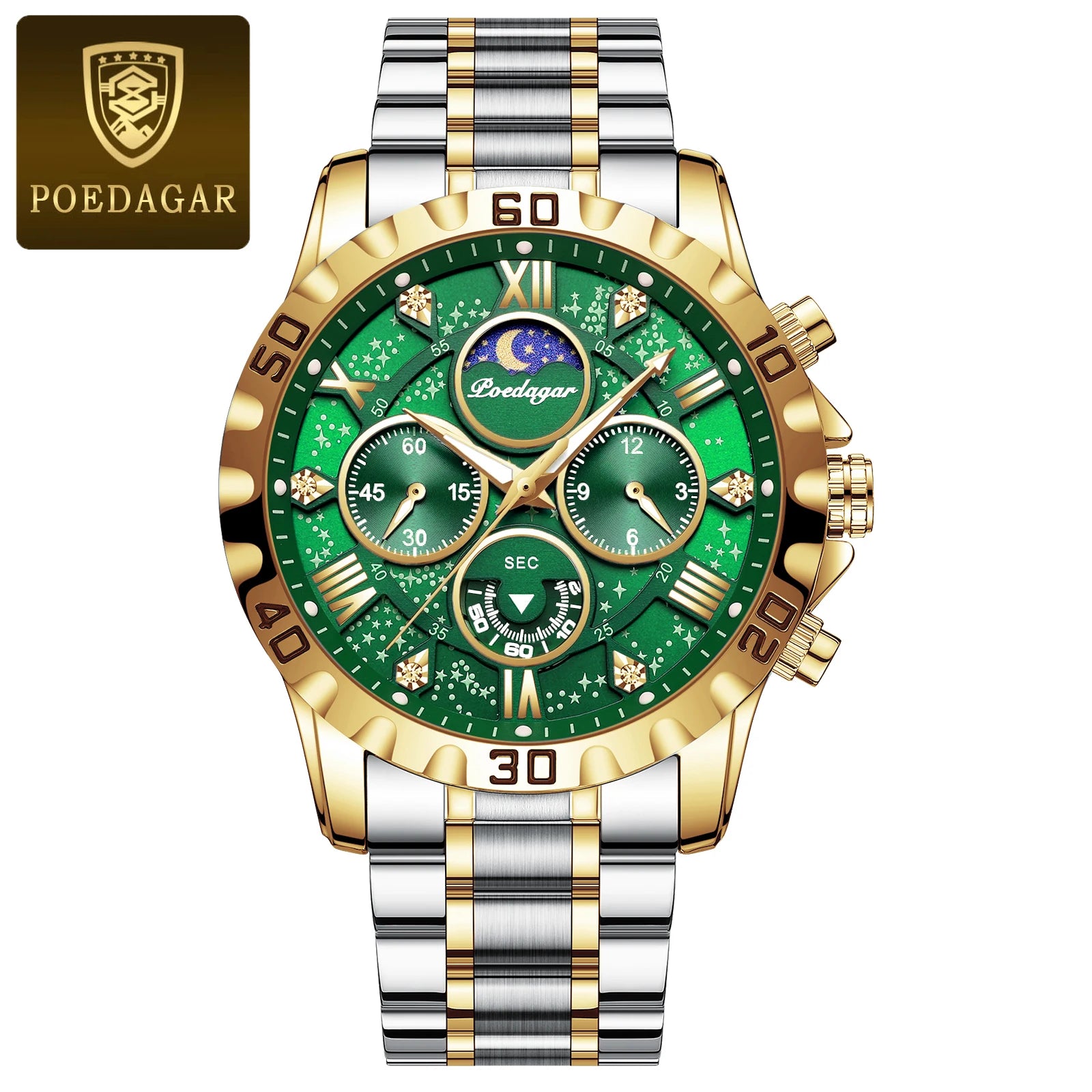 Montre de sport à quartz de luxe pour homme, étanche, Shoous, acier inoxydable, chronographe, horloge | POEDAGAR aliexpress