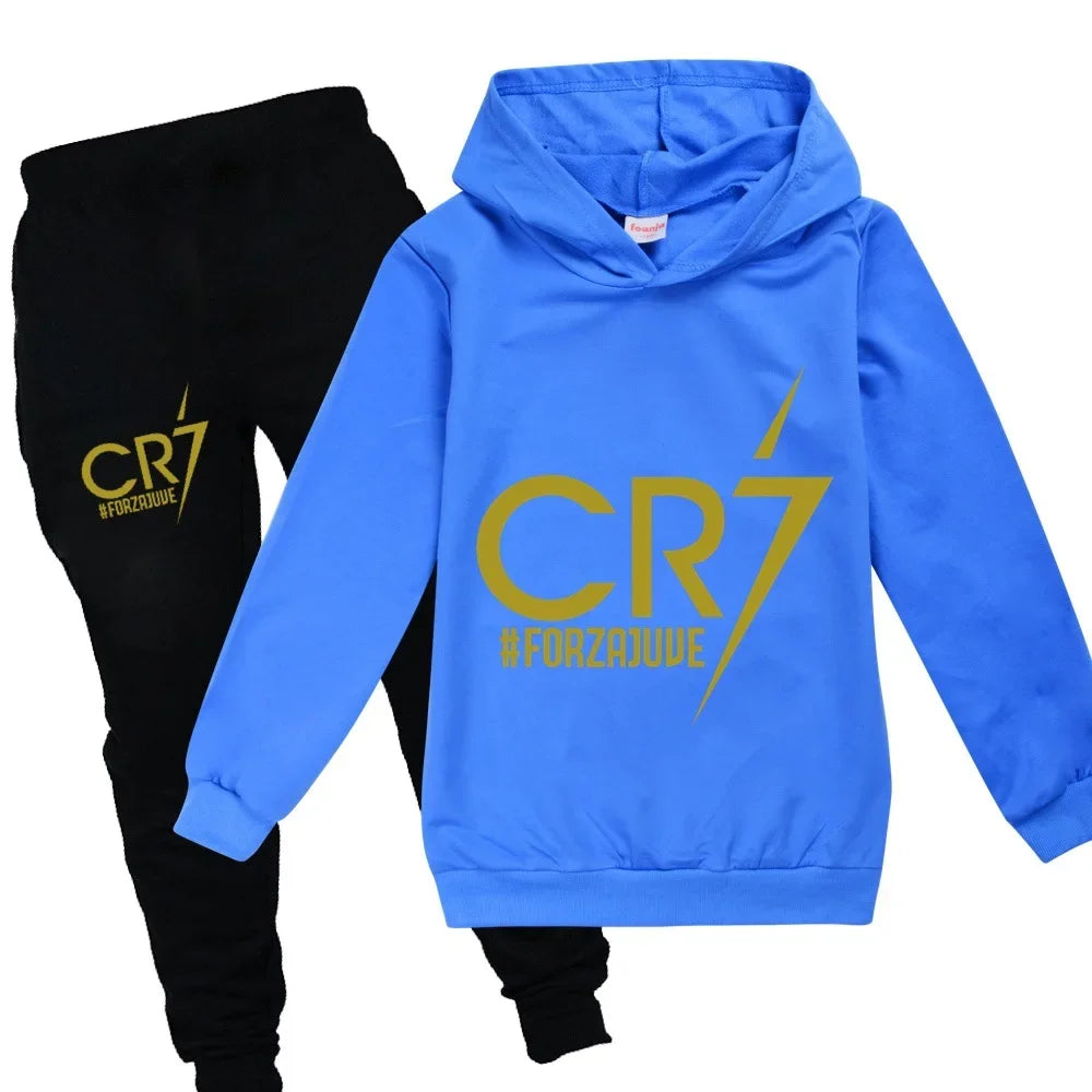 Manteau à capuche et pantalon imbibés pour enfants, sweat-shirt de football CR7, vêtements de vacances pour bébé, garçon de 3 à 12 ans, printemps et automne aliexpress