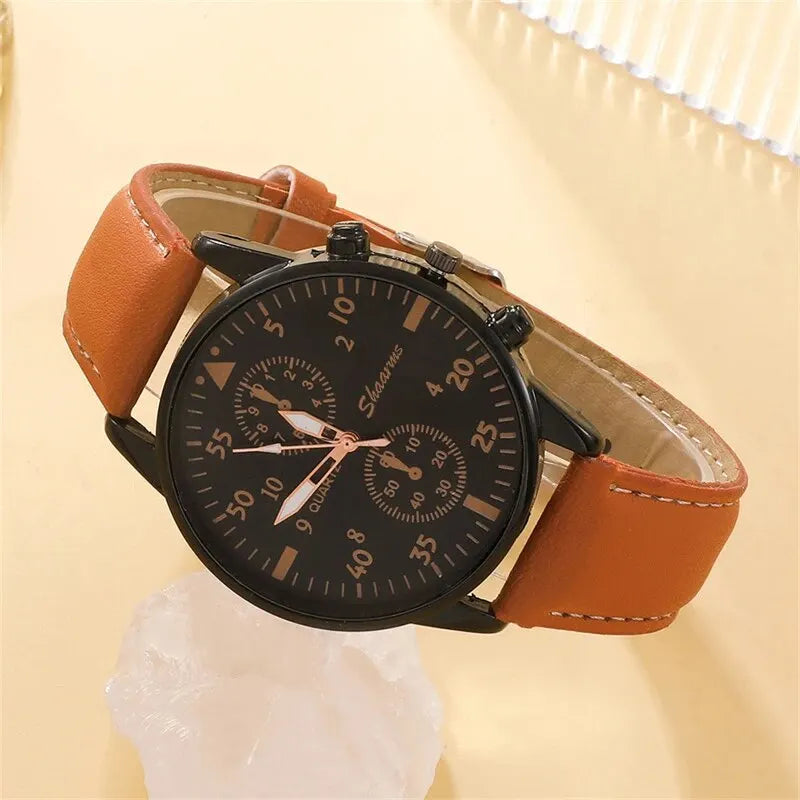 Montre de Luxe à Quartz pour Homme avec Bracelet en Cuir Brun, Mode Business, Cadeau pour Homme | Wayne Outfitters aliexpress