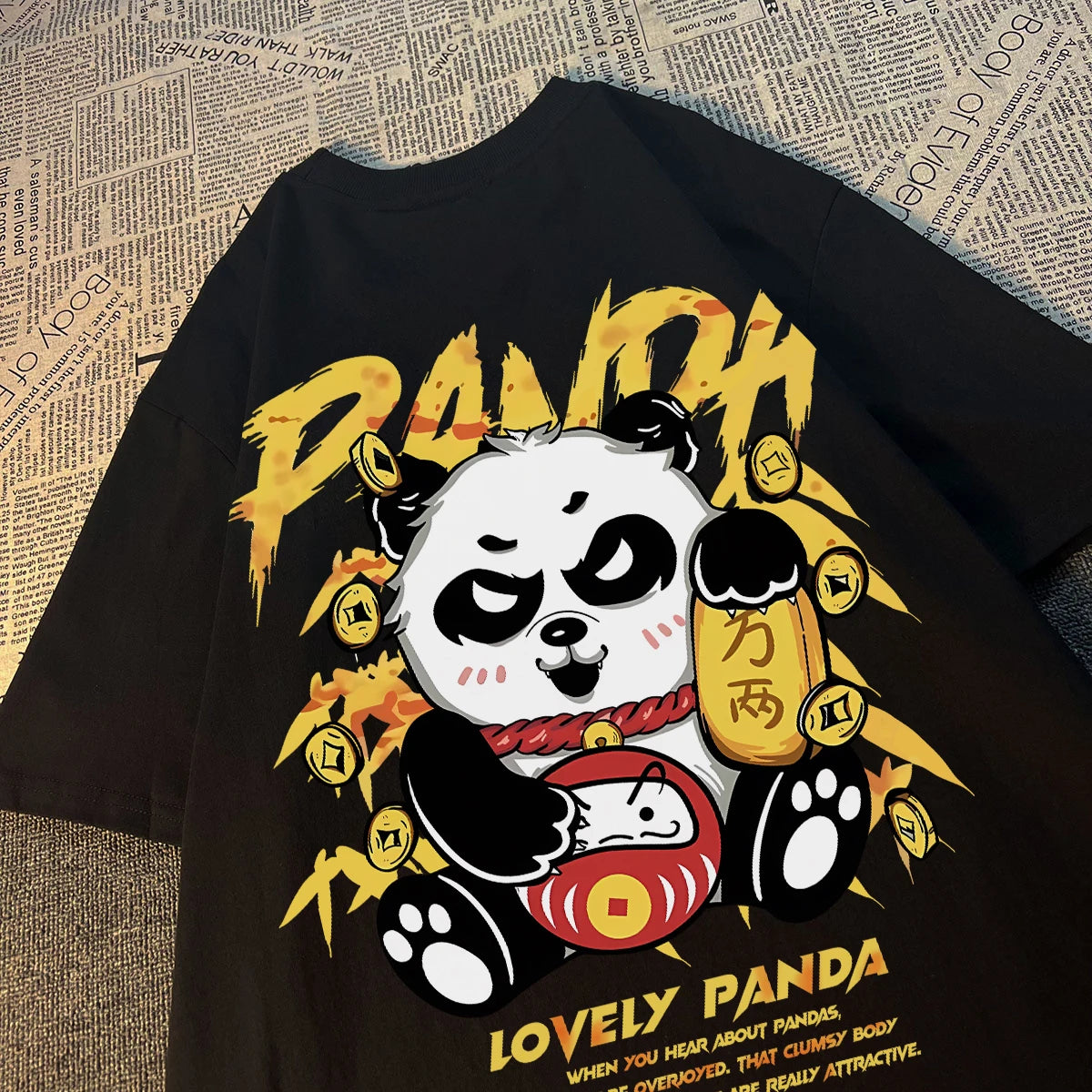 T-shirt Panda Imprimé pour Homme, Style Streetwear, Design Fun, 100% Coton | Wayne Outfitters aliexpress