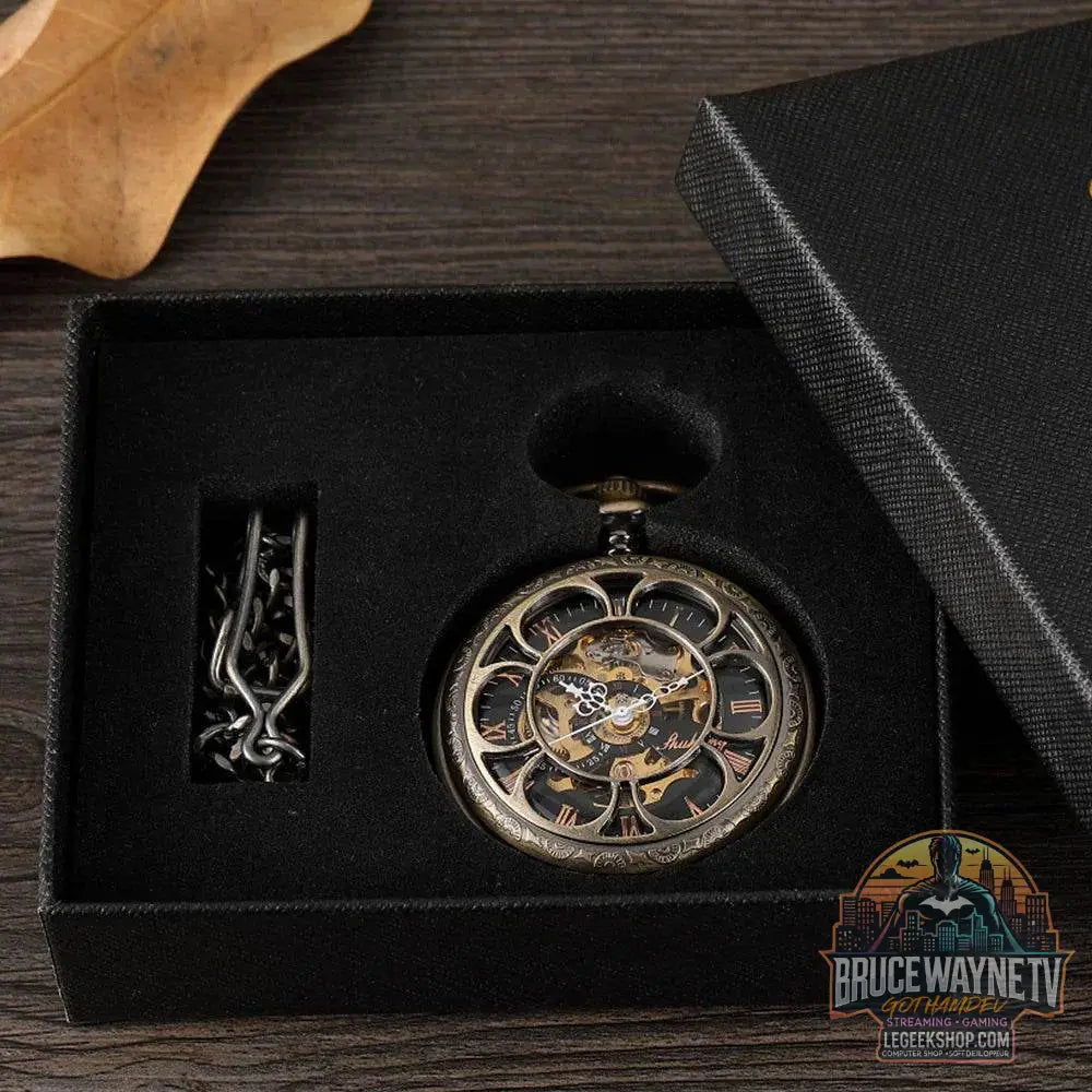 Montre de Poche Mécanique de Luxe à Chiffres Romains pour Homme, Gravé, Boîtier en Argent, Steampunk | Wayne Outfitters - Legeekshop