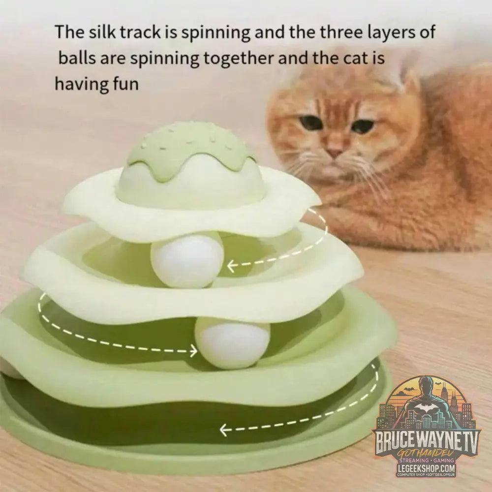 🐱 Tour de rotation à balles colorées – Jouet interactif 3 couches pour chats - Legeekshop