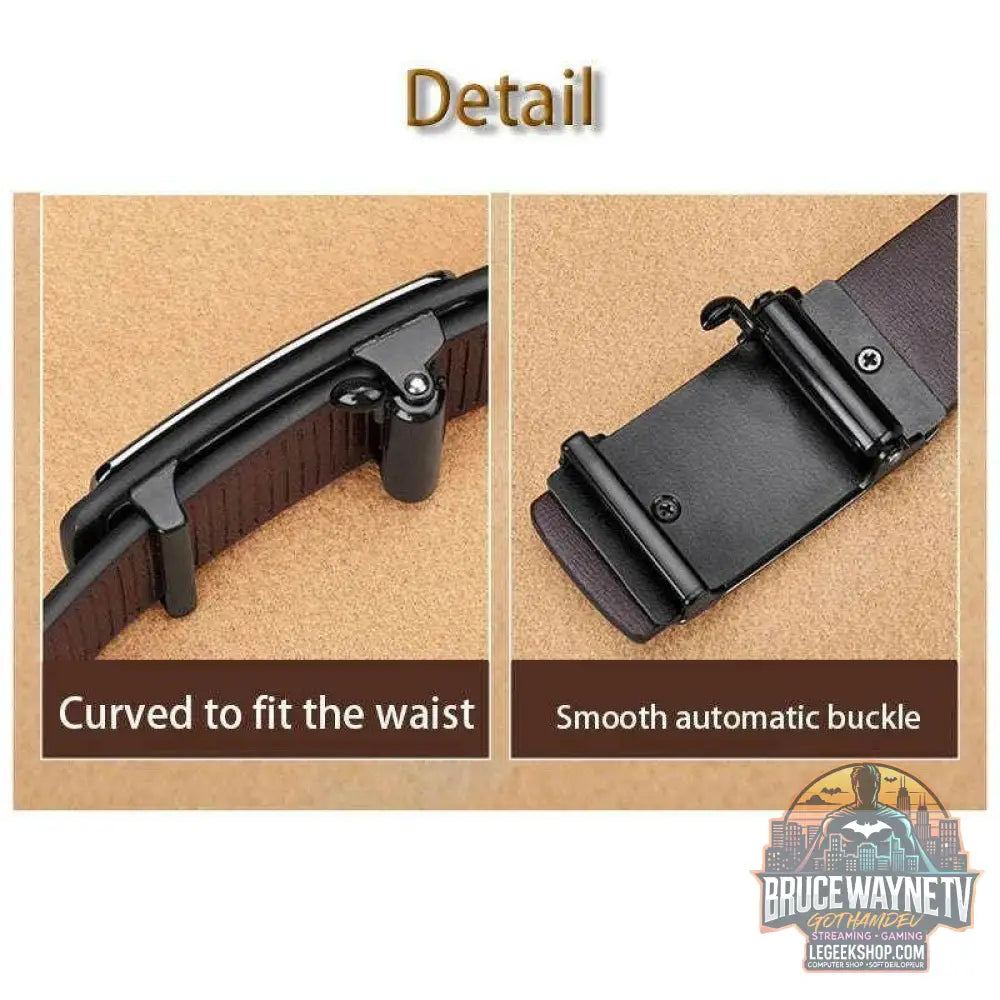 Ceinture en cuir véritable à boucle automatique pour homme, style géométrique. - Legeekshop