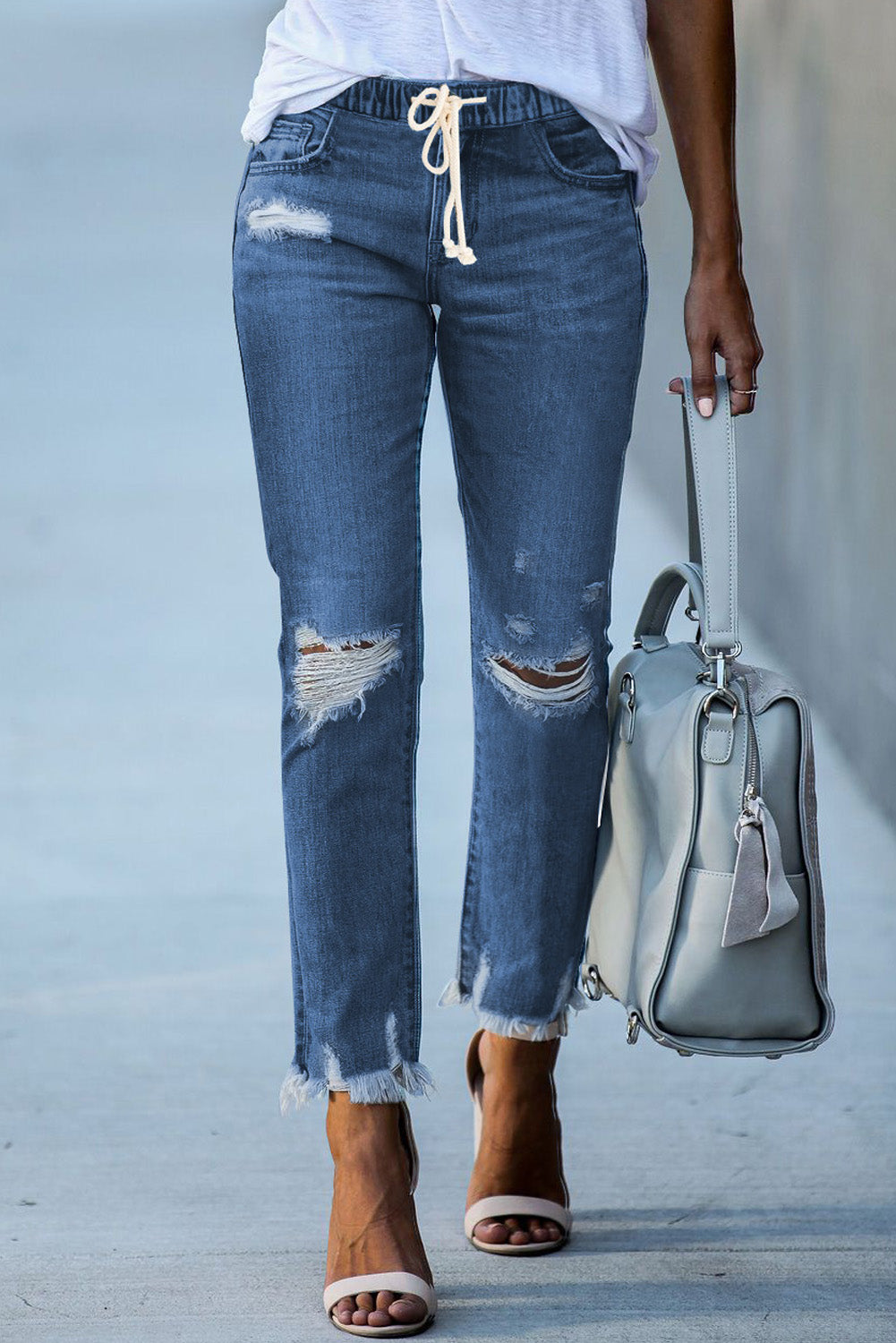 Jean femme taille élastique — bleu foncé