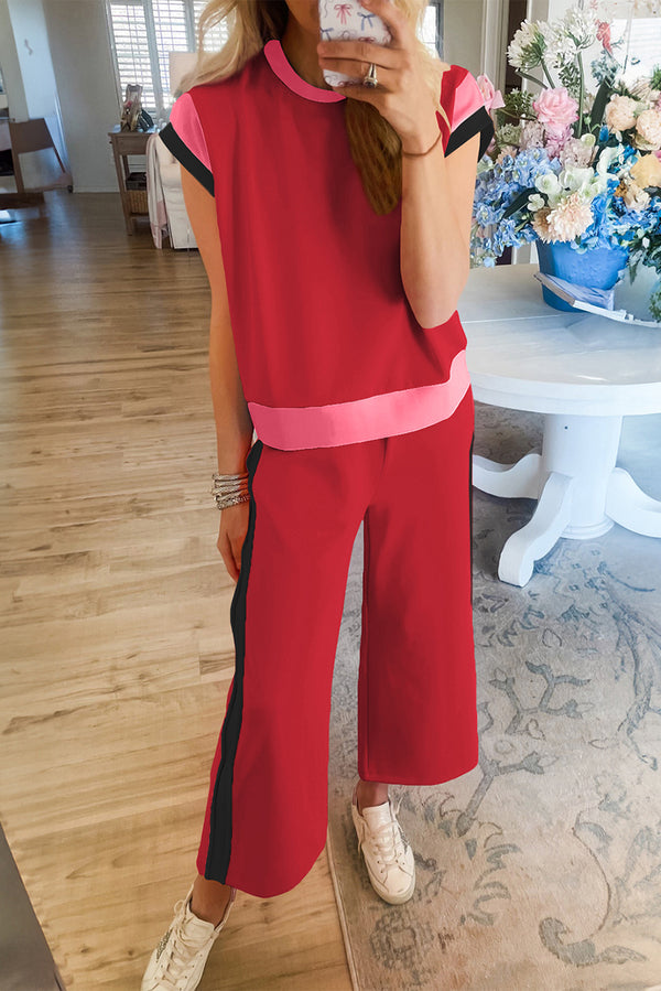 Ensemble femme casual, colorblock — rouge