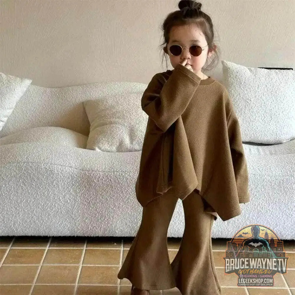 🧒 Ensemble Haut Cape & Pantalon Fille – Élégance Automnale 2 pièces - Legeekshop